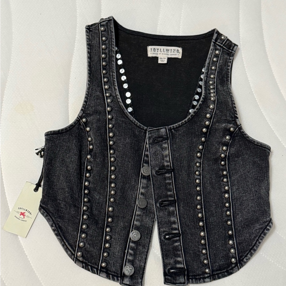 Idyllwind Black Studded Denim Vest